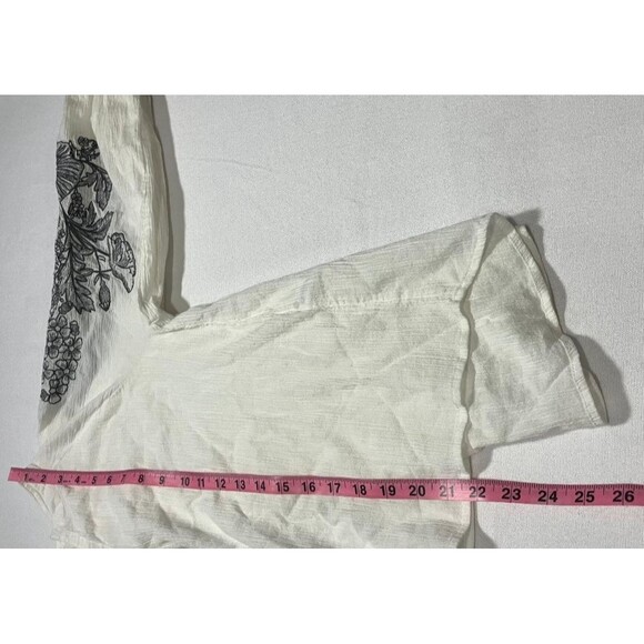J.Jill Pure Jill Women's XS Petite Embroidered Sleeve Cotton Top Blouse White - Picture 8 of 8